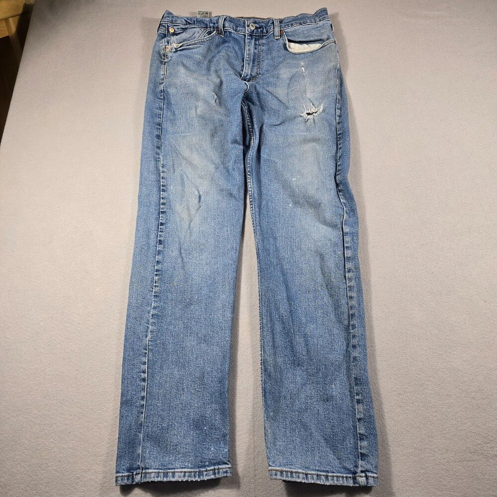 Levi's 505 Men's 36x32 Light Wash Blue Regular Fit Jeans